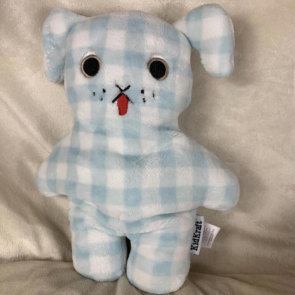 Kidcraft Blue Gingham Plaid Puppy Dog Plush 12” Stuffed Plush Toy​